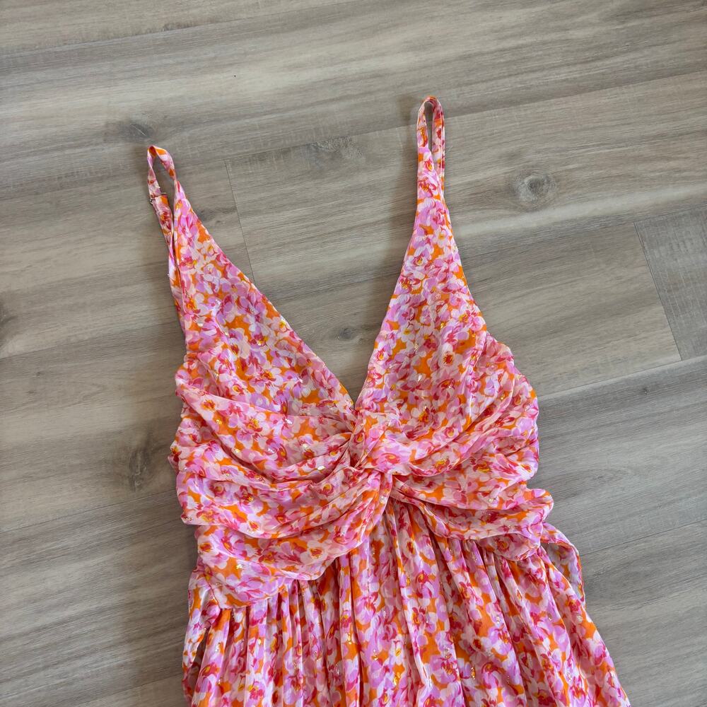 Sabina Musayev Malindi Maxi Dress Women Size Medium Orange Pink Print - Picture 4 of 9
